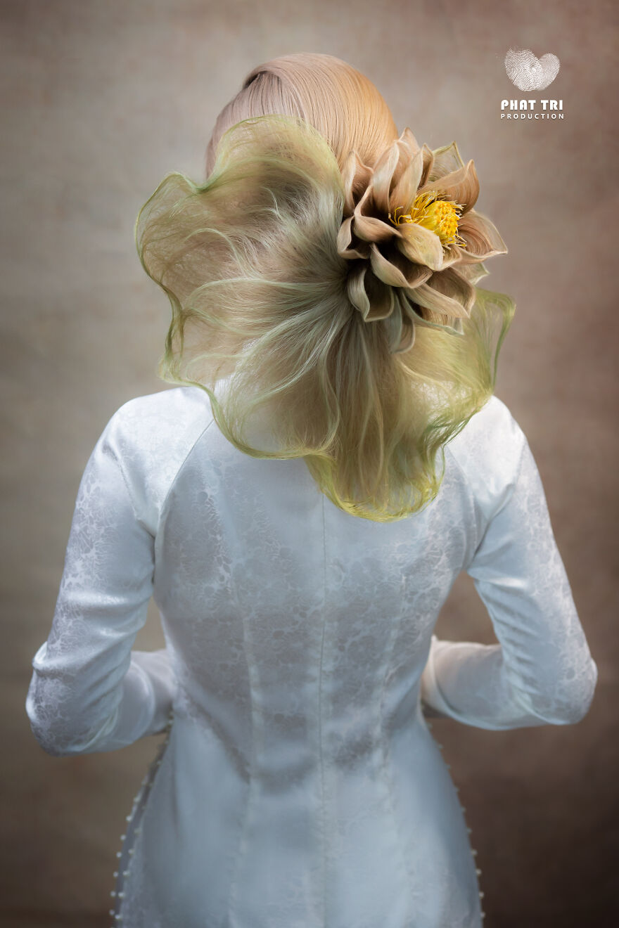 Vietnamese Hairdresser Creates Amazing Designs In The Shape Of Flowers (37 Pics)