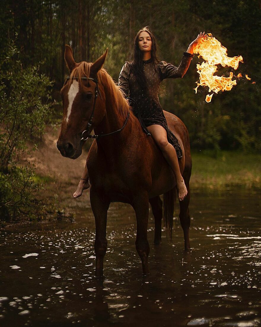 Portraits Of My Real Life Merida Aka Xenia & Tom, The Bear