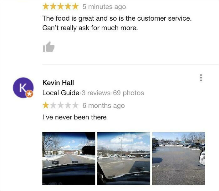 The Only 1 Star Review For A Really Great Italian Restaurant In My Area. Their Average Is 4.8 And For Good Reason