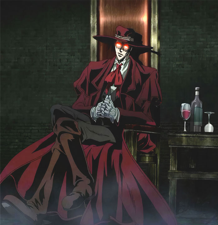 Alucard wearing a red coat 