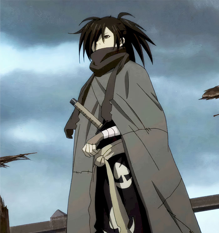 Hyakkimaru wearing a black scarf 