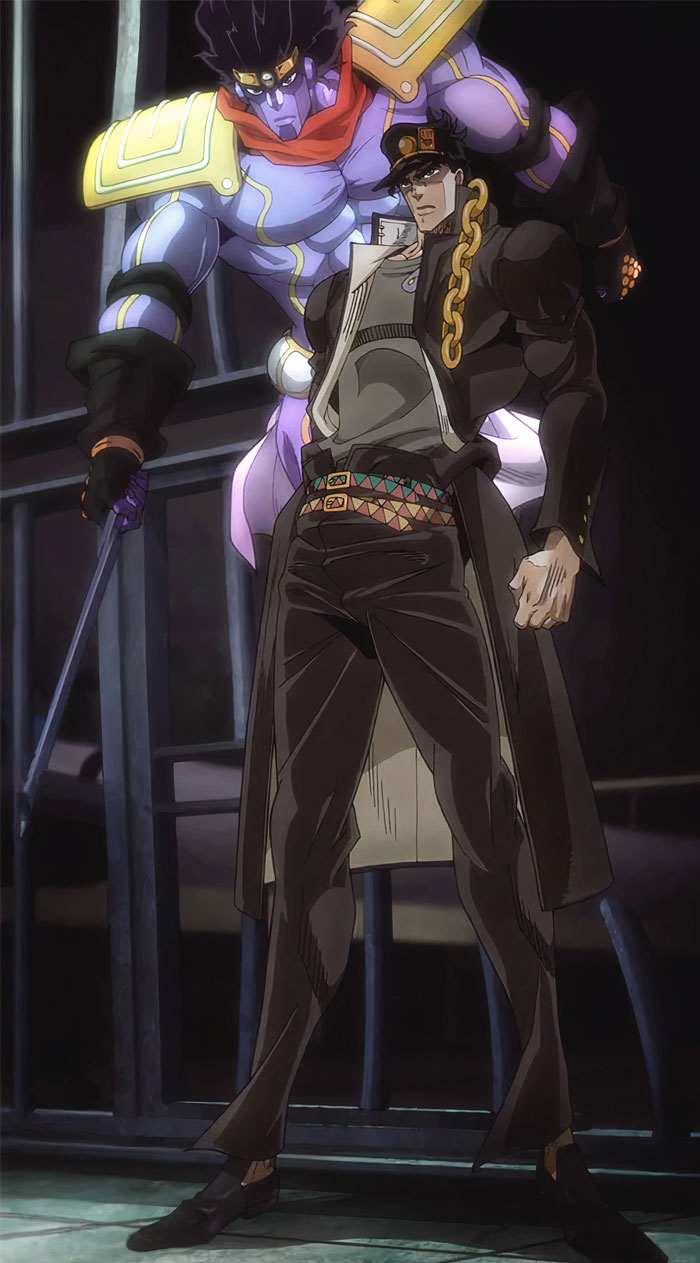 Jotaro Kujo with the chain on his neck 