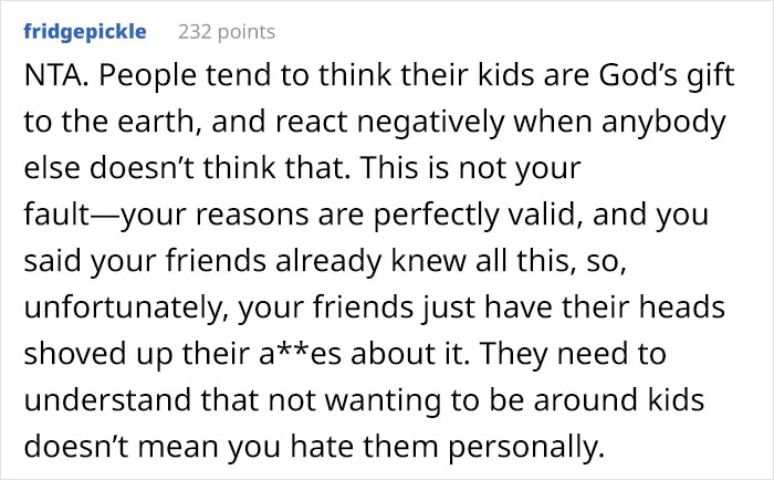Person In Their 30s Keeps Avoiding Events When Friends’ Kids Are Involved, Gets Called A Selfish “Kid Hater” Person In Their 30s Keeps Avoiding Events When Friends’ Kids Are Involved, Gets Called A Selfish “Kid Hater”