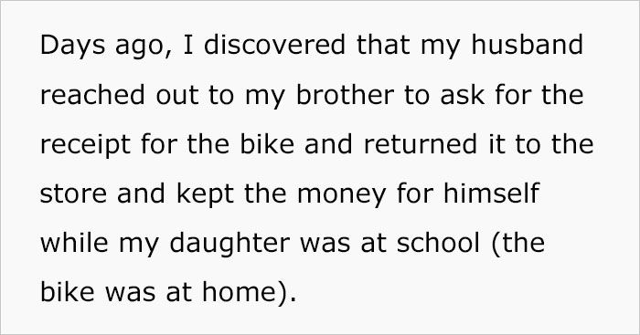 Mom Deliberately Takes Her Husband’s Savings After He Selfishly Returns His 11 Y.O. Daughter’s Gift To Use The Money On Something ‘Useful’ Mom Deliberately Takes Her Husband’s Savings After He Selfishly Returns His 11 Y.O. Daughter’s Gift To Use The Money On Something ‘Useful’