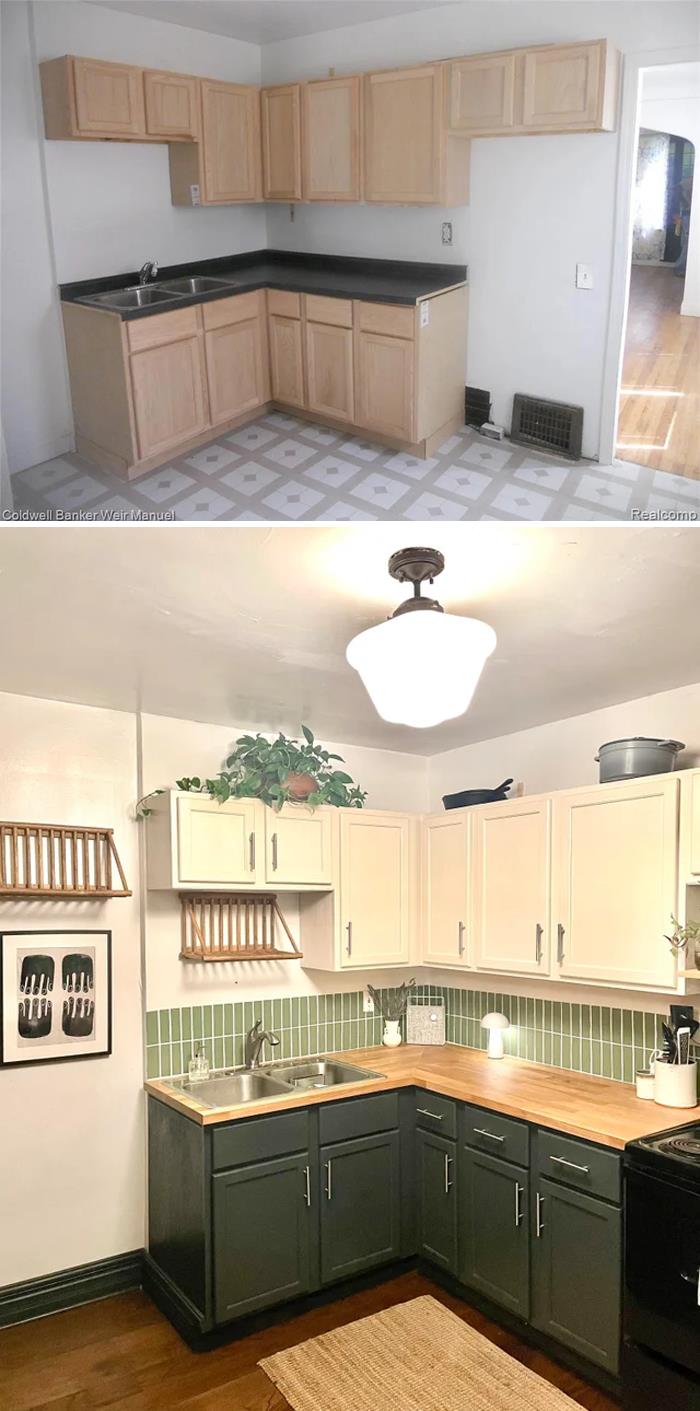 A Before And After Ft. A Poor Man's Backsplash - Done While Being Stuck At Home. Detroit, Mi