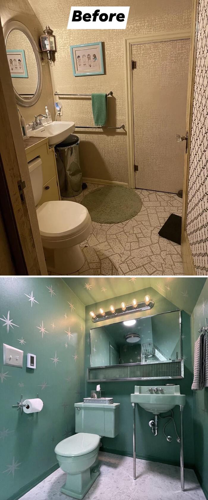 Seattle Retro-Renovation! I Turned My Ugly Powder Room Into An Atomic Half Bath 