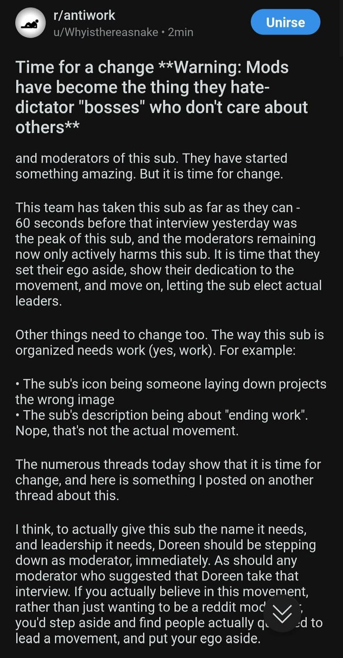 Antiwork Banned This Before Going Private