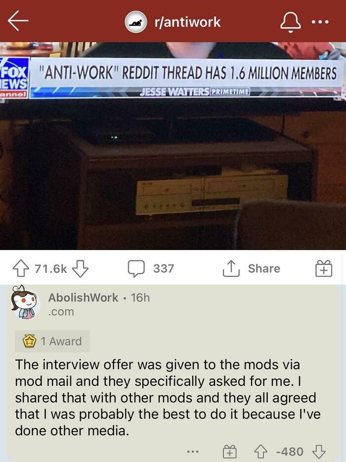 Photo Showing R/Antiwork Decision Process