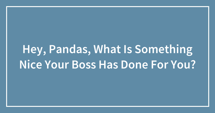 Hey Pandas, What Is Something Nice Your Boss Has Done For You?