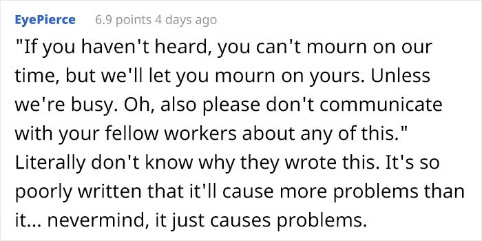 Worker Shares Email Which Says They Might Be Fired For Discussing Colleague's Passing, And It Goes Viral
