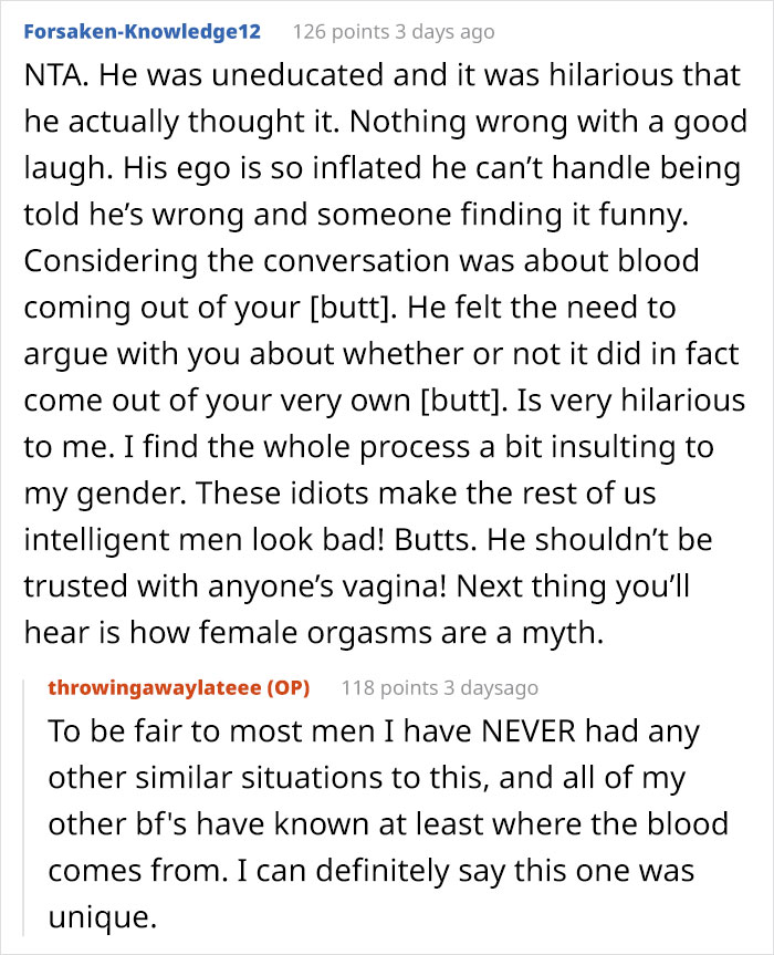 22-Year-Old Guy Believes Periods Come From Butts, Mansplains How Anatomy Works When His Date Doesn't Agree With Him