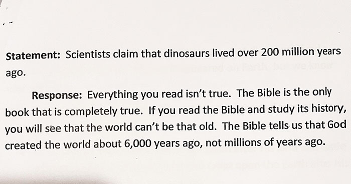 Dad Shows The Ridiculous Anti-Science Project His Daughter Got At A Texan School