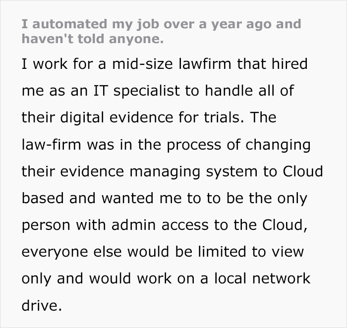 &ldquo;I Automated My Job Over A Year Ago And Haven&rsquo;t Told Anyone&rdquo;