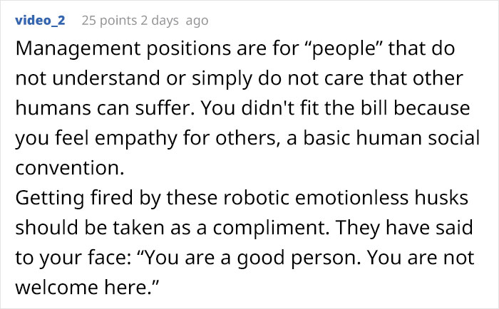 "Why Can't You Just Sit Quiet And Nod Your Head Like Everyone Else?": Manager Fired For Standing Up For His Employees