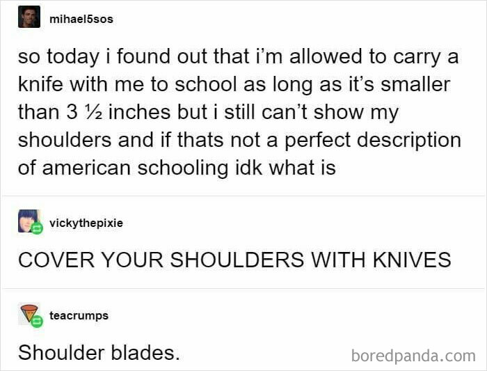 Cover Your Shoulders With Knives