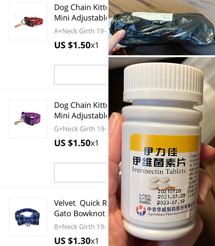 I Ordered Three Collars From An Online Seller For My Cat, But When The Package Finally Arrived It Contained Two Bottles Of Ivermectin