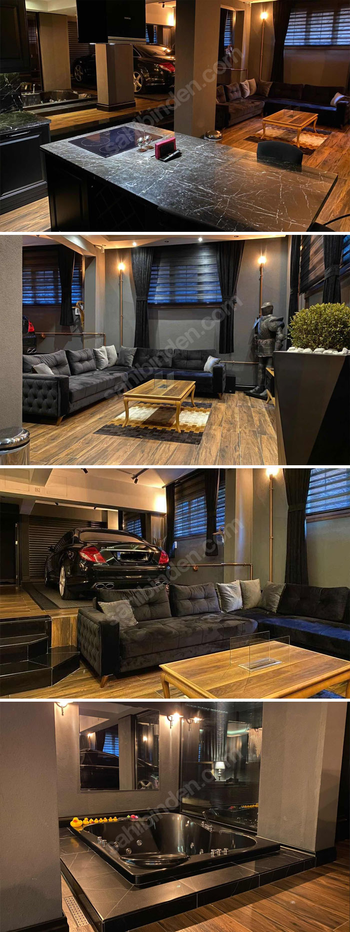 Garage Inside The Living Room And Bathroom