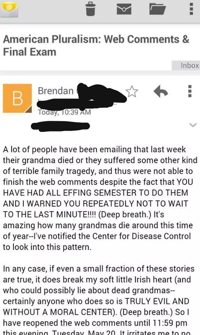 My Professor's Email For Not Doing Our Work