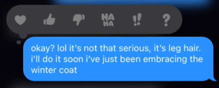 Woman Sends Her Boyfriend A Pic Of Her Hairy Legs To Have A Laugh, Doesn't Expect He Would Respond By Shaming Her