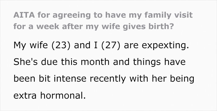 "She&rsquo;s Extra Hormonal": Husband Invites His Family To Stay Over For A Week Right After His Wife Gives Birth, Leaves Her Shocked