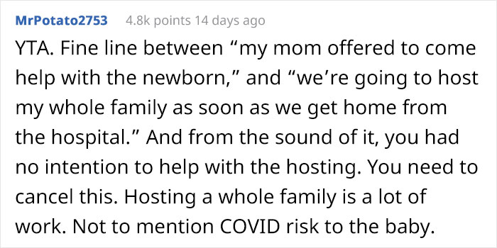 "She&rsquo;s Extra Hormonal": Husband Invites His Family To Stay Over For A Week Right After His Wife Gives Birth, Leaves Her Shocked