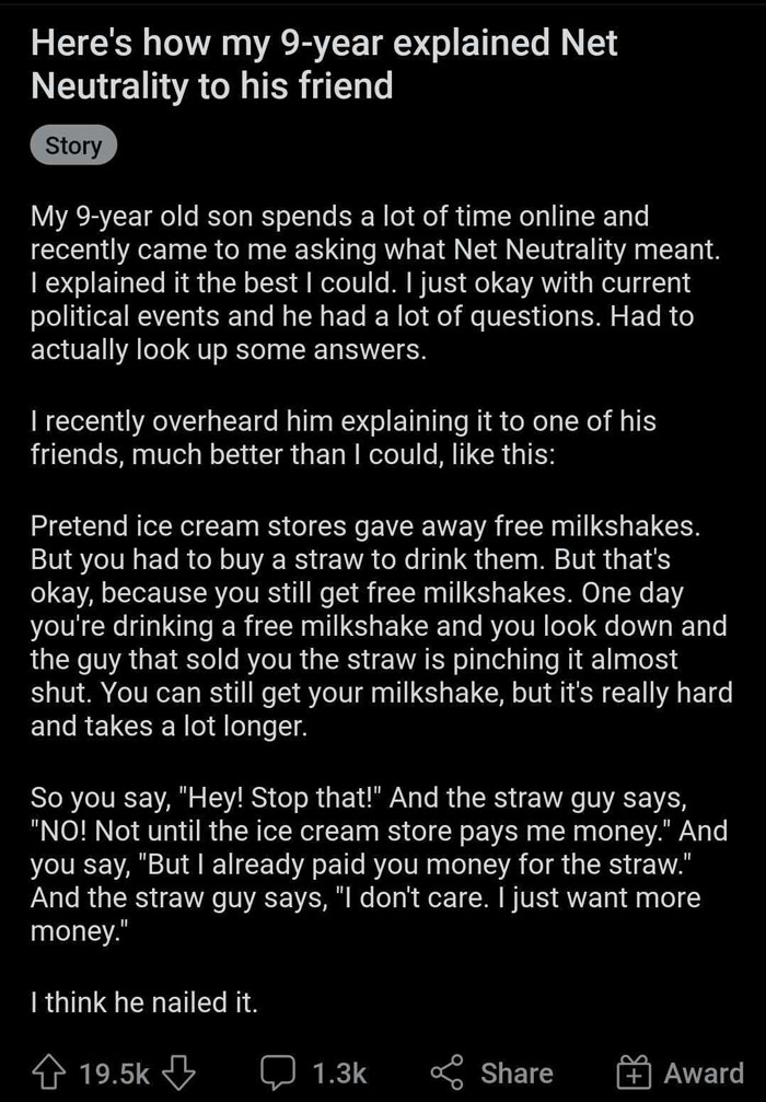 Here's How My 9-Year Explained Net Neutrality To His Friend