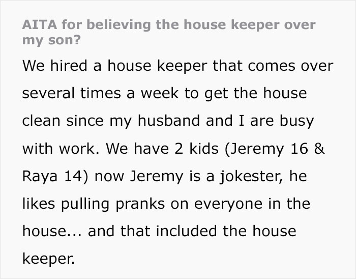 "Prankster" Son Tries To Get Housekeeper Fired By Sneaking His Mom&rsquo;s Jewelry Into Her Purse, Dad Is Outraged The Mom Called Him Out For It