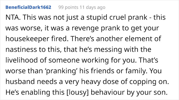 "Prankster" Son Tries To Get Housekeeper Fired By Sneaking His Mom&rsquo;s Jewelry Into Her Purse, Dad Is Outraged The Mom Called Him Out For It