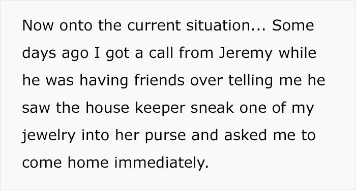 "Prankster" Son Tries To Get Housekeeper Fired By Sneaking His Mom&rsquo;s Jewelry Into Her Purse, Dad Is Outraged The Mom Called Him Out For It