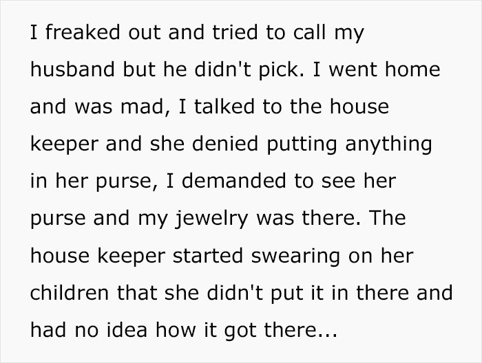 "Prankster" Son Tries To Get Housekeeper Fired By Sneaking His Mom&rsquo;s Jewelry Into Her Purse, Dad Is Outraged The Mom Called Him Out For It
