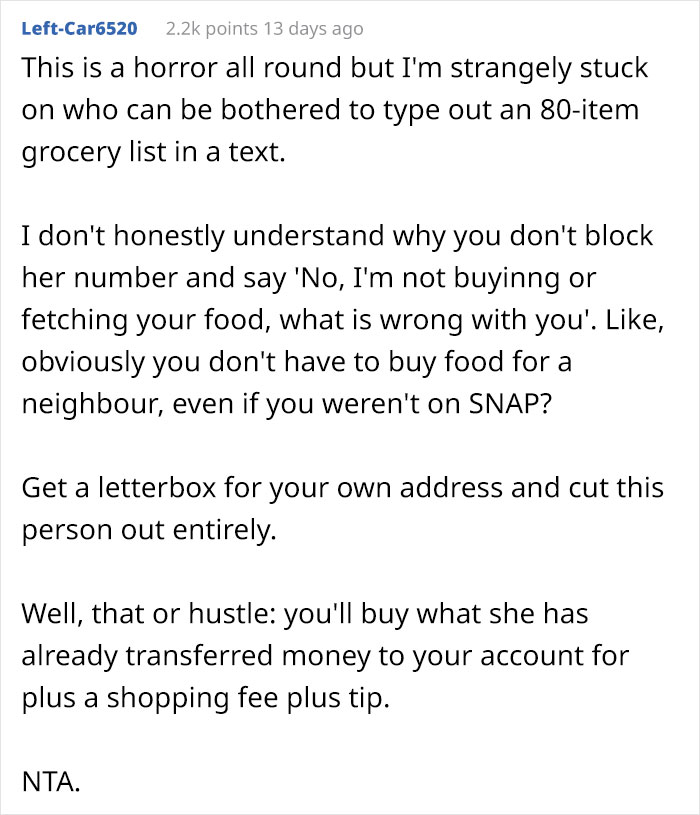 Woman Tells Her Neighbor "No" To Buying More Than 80 Items At The Grocery Store, Drama Ensues