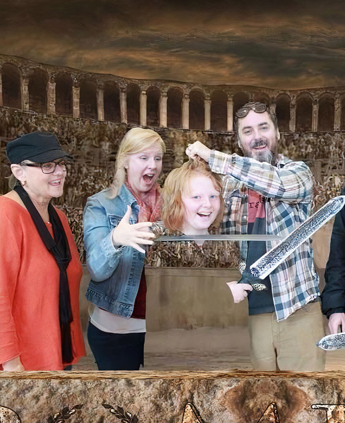 Noticed You Guys Like Accidental Green Screen Pics. My Son Wore A Green Hoodie To A Pompeii Exhibit. We Ran With It