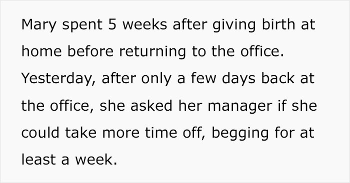 "AITA For Allowing My Wife To Extend Her Maternity Leave At My Company But Not One Of My Other Employees?" "AITA For Allowing My Wife To Extend Her Maternity Leave At My Company But Not One Of My Other Employees?"