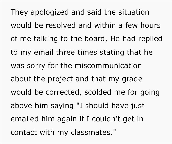 Student Maliciously Complies And Gets His Professor Into Trouble After Receiving A Zero On A Group Project He Had To Do All By Himself