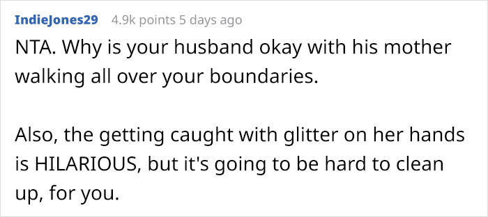 Mother-In-Law Always Snoops Around The House, So The Wife Decided To Plant A Glitter Bomb Mother-In-Law Always Snoops Around The House, So The Wife Decided To Plant A Glitter Bomb