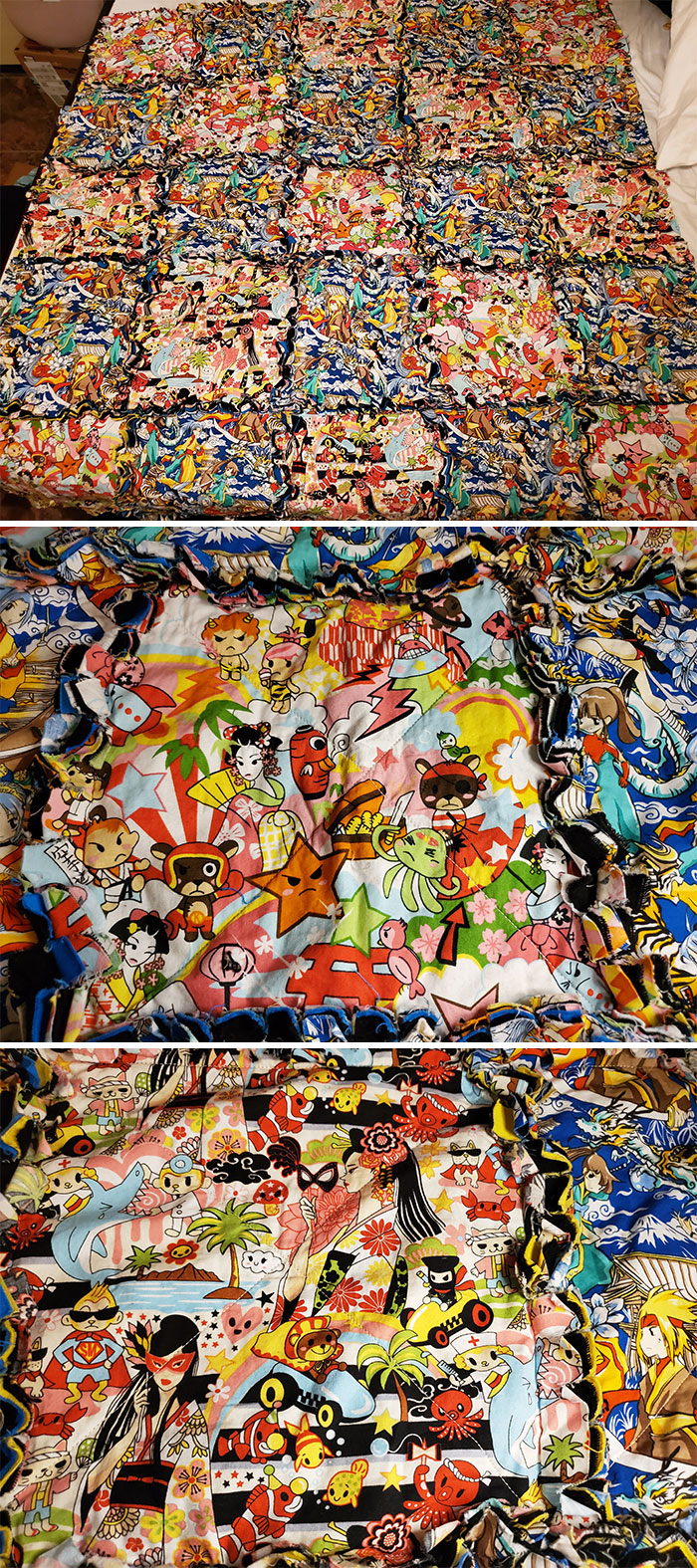 Tomorrow Is My Last Day At My Current Job And My Coworkers Knew I Liked Anime So One Of The Older Ladies Made Me An "Anime" Quilt