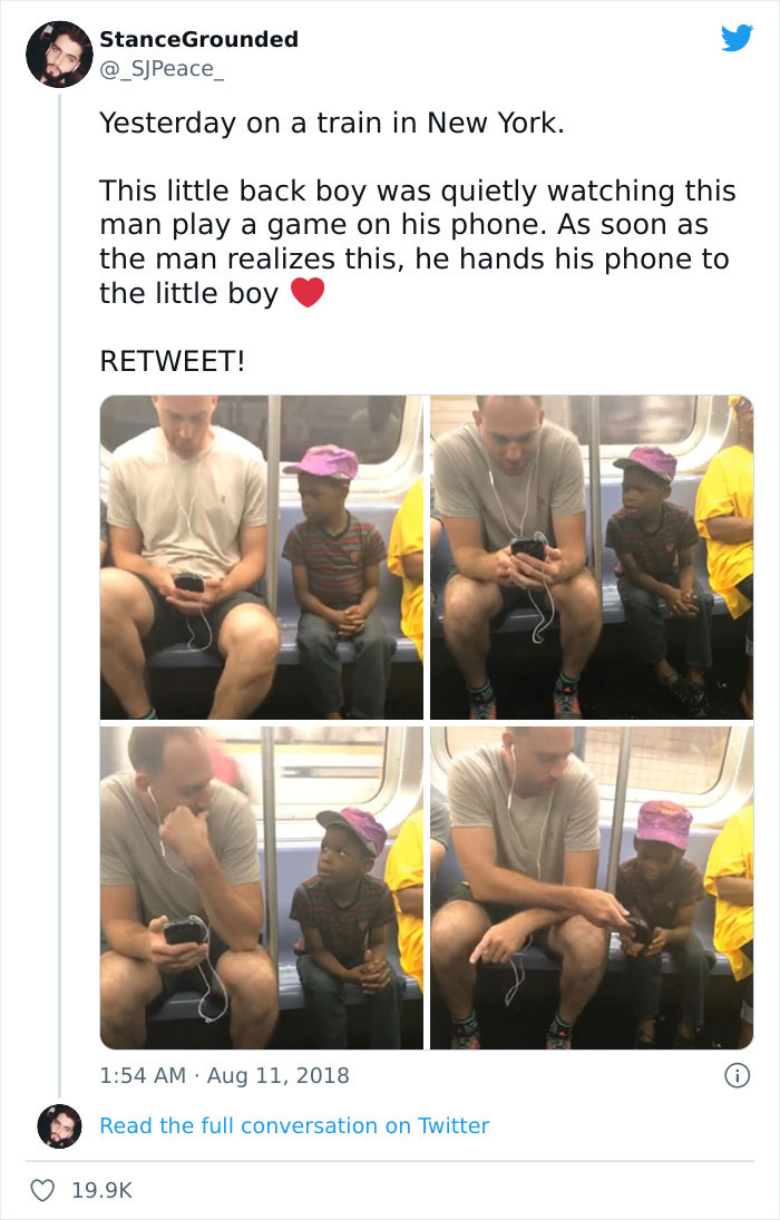 Guy Shares His Phone With A Little Boy