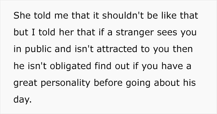 Woman Does Not Agree That Men Have A 'Right' Not To Be Attracted To Her, Gets Mad At Friend For Calling Her Out Woman Does Not Agree That Men Have A 'Right' Not To Be Attracted To Her, Gets Mad At Friend For Calling Her Out