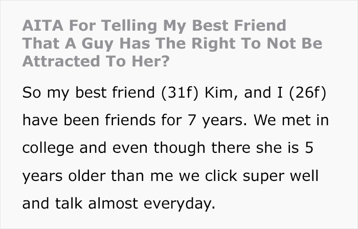 Woman Does Not Agree That Men Have A 'Right' Not To Be Attracted To Her, Gets Mad At Friend For Calling Her Out Woman Does Not Agree That Men Have A 'Right' Not To Be Attracted To Her, Gets Mad At Friend For Calling Her Out