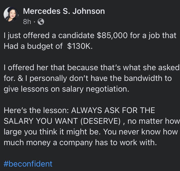 &ldquo;That&rsquo;s What She Asked For&rdquo;: Recruiter Shared How She Offered A Candidate $85k When The Budget Was For $130k And Was Blasted For It