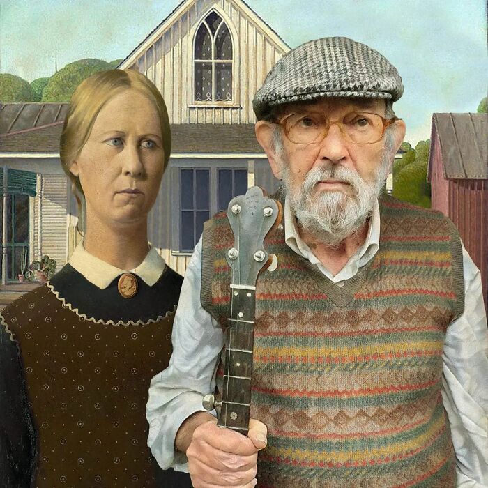 Grant Wood, Óleo sobre aglomerado de madera, 1930
