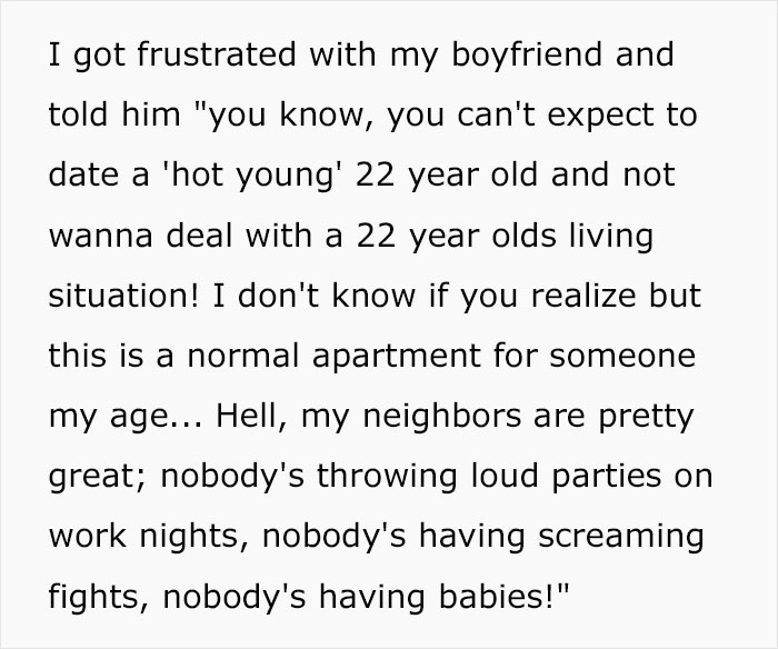 22 Y.O. Woman Lashes Out At Her 35 Y.O. Boyfriend For Getting Upset About Her Budget Apartment 22 Y.O. Woman Lashes Out At Her 35 Y.O. Boyfriend For Getting Upset About Her Budget Apartment