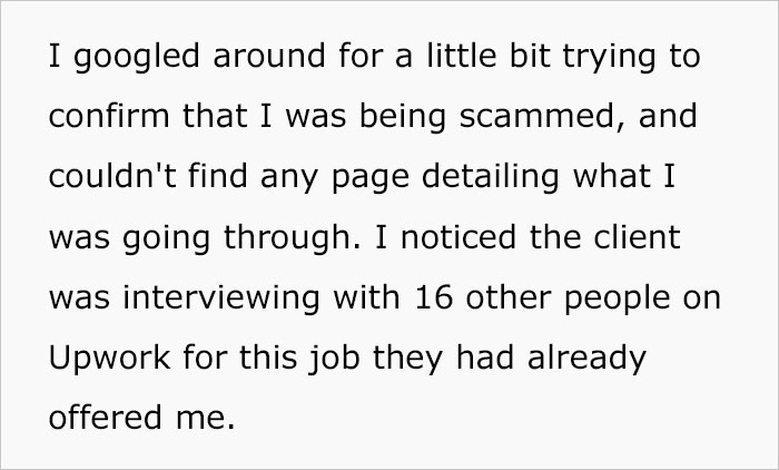 Person Fails To See Red Flags That They Are Being Scammed For $2.2k With Fake Employment Scam