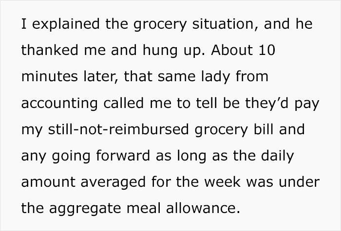 Person Is Allowed $40 For Food On Trips And They Make Sure To Spend All Of It Every Time, Maliciously Complying With The Rules