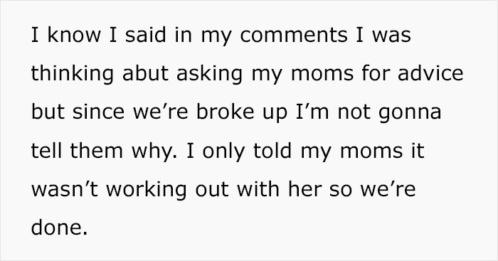 Girlfriend Asks Boyfriend To Show Up At Dinner Hosted By Her Parents With Only One Of His Moms, Guy&rsquo;s Having None Of It And Breaks Up With Her