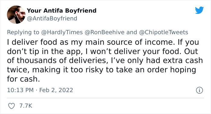 Man Slams Chipotle For Capping Delivery Driver Tips At 50%, Chipotle Explains Why But Their Answer Seems To Anger People Even More