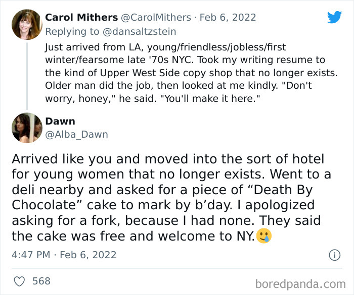 Tweets sharing wholesome, weird, and disturbing experiences from New Yorkers about life in New York City.