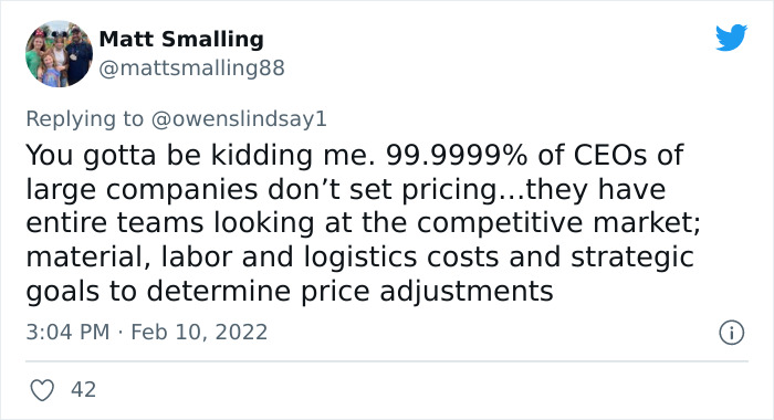 Economist Is Disgusted By These CEOs Who Brag About Their High Prices While Blaming Inflation, Exposes Them On Twitter