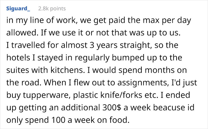 Person Is Allowed $40 For Food On Trips And They Make Sure To Spend All Of It Every Time, Maliciously Complying With The Rules