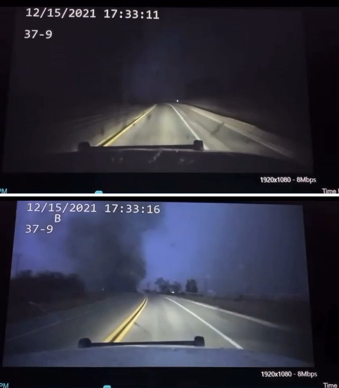 El tornado se hace visible gracias a los rayos